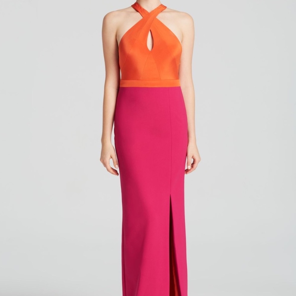 Nicole Miller Color Blocked Twist Front Gown. EUC.